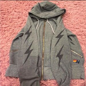 Aviator Nation Gray 4 bolt zip up sweater jacket